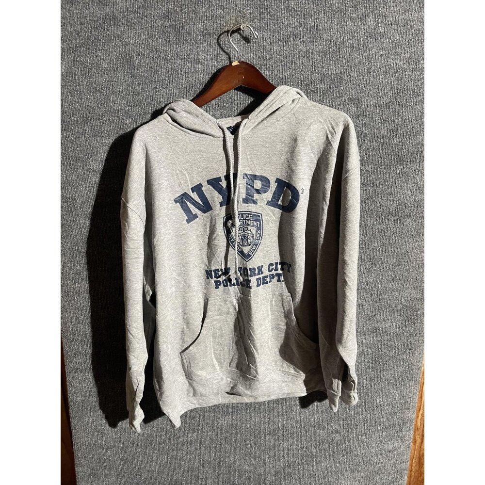 NYPD Hoodie Mens XL Gray Fleece New York City Police Graphic Sweatshirt